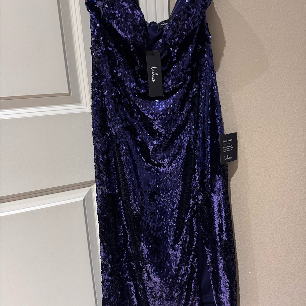 Lulus Navy Blue Sequin Dress
